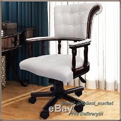 Antique Style Office Chair Chesterfield Vintage Desk Solid Wood Executive Swivel