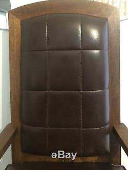 Antique / Vintage Office Leather Swivel Chair Beautiful Hand Made Solid Wood