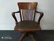 Antique Office/bankers/library Captains Chair Oak And Leather, Tilt And Swivel