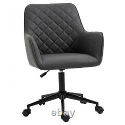 Argyle Office Chair Leather-Feel Fabric Home Study Leisure Wheels Vins. GREY