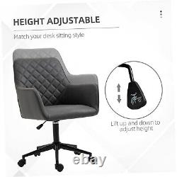Argyle Office Chair Leather-Feel Fabric Home Study Leisure Wheels Vins. GREY