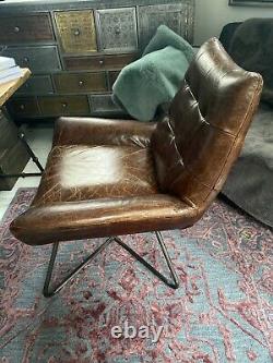 Art Deco Rustic Brown Leather Aviator Retro executive office desk Style Chair