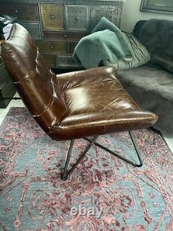 Art Deco Rustic Brown Leather Aviator Retro executive office desk Style Chair
