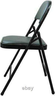 Artificial Faux Leather Black Padded Seat Home Office Work Folding Chair