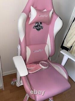 AutoFull Pink Bunny Gaming Chair Ergonomic Office Chair PU Leather High Back