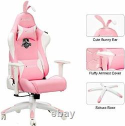 AutoFull Pink Gaming Chair PU Leather High Back Ergonomic Racing Office Desk Com