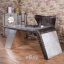 Aviator Aviator Office Desk Vintage Loft Style Real Leather Office Chair