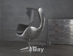 Aviator Solar Vintage Wing Egg Chair Desk Armchair Office Retro Swivel Grey