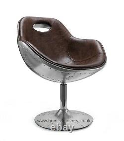 Aviator Swivel Egg Chair Brown PU Kitchen/Dining/Office UK Seller UK Stock