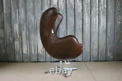 Aviator Swivel Tilt Leather Egg Chair Full Brown Leather Home Office Statement