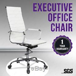 Back High Leather Executive Swivel White Office Chair Computer Chair Furniture