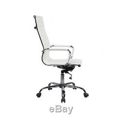 Back High Leather Executive Swivel White Office Chair Computer Chair Furniture
