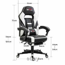 BIGZZIA LUXURY GAMING OFFICE CHAIR HOME COMPUTER DESK RECLINER CHAIR White