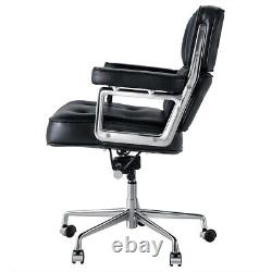 BLACK Genuine Leather EXECUTIVE CHAIR Office Chair Aluminium Base Swivel