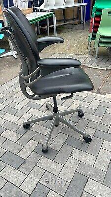 BLACK LEATHER HUMANSCALE FREEDOM ERGONOMIC OFFICE TASK CHAIR 2 X Available VGC