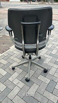BLACK LEATHER HUMANSCALE FREEDOM ERGONOMIC OFFICE TASK CHAIR 2 X Available VGC