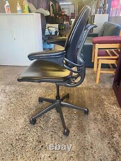 BLACK LEATHER HUMANSCALE FREEDOM ERGONOMIC OFFICE TASK CHAIR 6 X Available VGC