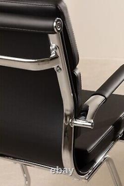 BLACK Soft Pad Designer Office Reception Conference Chair Faux Leather New