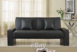 BRAND NEW 2 SEATER LUXURY SUPRA FAUX LEATHER SOFA BED in Black, Cream, Red