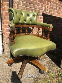 Beautiful Leather Green Chesterfield Captains office Chair by Ring Mekanikk