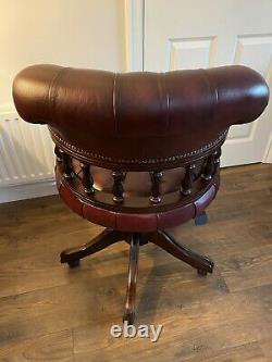 Beautiful Vintage Handmade Leather Chesterfield Captains Office / Swivel Chair