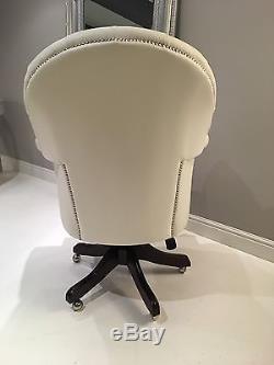 Beauty Bloggers Chair Chesterfield Swivel Office Chair White Leather Made In UK