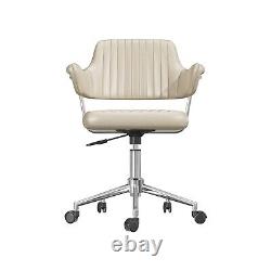 Beige Faux Leather Swivel Office Chair with Arms Fenix FNX004