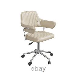 Beige Faux Leather Swivel Office Chair with Arms Fenix FNX004
