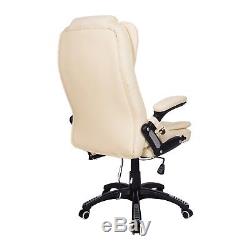 Beige High Quality 6 Point Leather Office Computer Chair Desk Chair
