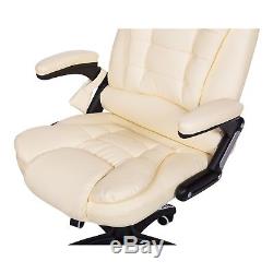 Beige High Quality 6 Point Leather Office Computer Chair Desk Chair