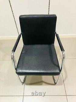 Bene Dexter Office Meeting Home Chair Black Leather Seat Cantilever WALTON