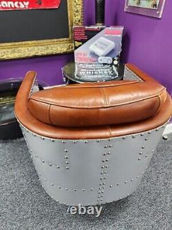 Bespoke aviation style office chair leather and metal chair mancave