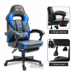 Bigzzia Luxury Gaming Office Chair Home Computer Desk Recliner Chair Blue