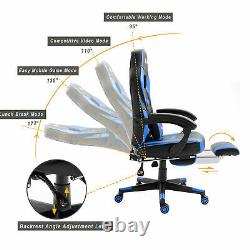 Bigzzia Luxury Gaming Office Chair Home Computer Desk Recliner Chair Blue