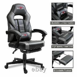 Bigzzia Luxury Gaming Office Chair Home Computer Desk Recliner Chair Grey