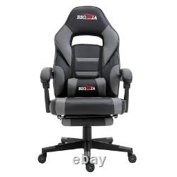 Bigzzia Office Gaming Game Chair Home Computer Desk Recliner Swivel Leather Grey