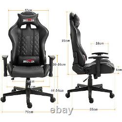 Bigzzia Pro Black Reclining Sport Racing Gaming Office Desk Pc Car Leather Chair