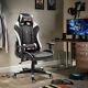 Bigzzia Pro Reclining Sport Racing Gaming Office Desk Pc Car Leather Chair White