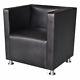 Black Armchair Chair Lounge Reception Waiting Room Office Faux Leather Seat Read