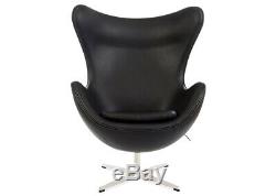 Black Egg Swivel Pod Chair Faux Leather Retro Home Office Study