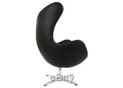 Black Egg Swivel Pod Chair Faux Leather Retro Home Office Study