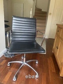 Black Faux Leather'Eames Style' Office Chair Excellent Condition RRP £450