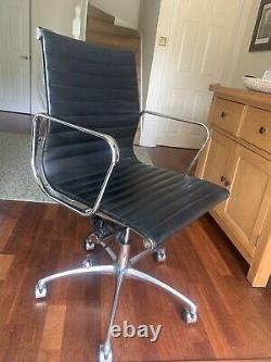 Black Faux Leather'Eames Style' Office Chair Excellent Condition RRP £450