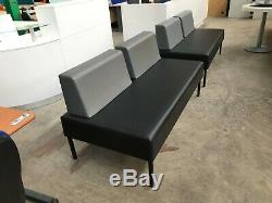 Black & Grey Faux Leather 2 Seater Sofa, Reception, Waiting Room, Couch, Canteen