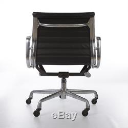 Black Herman Miller Original Eames Leather EA335 Office Aluminium Group Chair