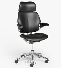 Black LEATHER HUMANSCALE FREEDOM Chrome OFFICE TASK CHAIR