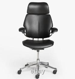 Black LEATHER HUMANSCALE FREEDOM Chrome OFFICE TASK CHAIR