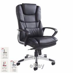 Black Leather Chair Ergonomic Office Swivel Furniture Desk Executive Computer