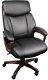 Black Leather Executive Office Chair Wood Arms Large Superb Quality Sprung Seat