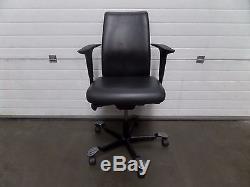 Black Leather HAG H05 Operators Chair with Arms